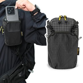 Backpack Shoulder Strap Pouch - Smartphone Strap Pack,Waterproof Rucksack Shoulder Pocket Attachment,Backpack Attachment Bag for Hikers,Small Crossbody Bag Waist Pack for Sports Hiking Camping(Black)