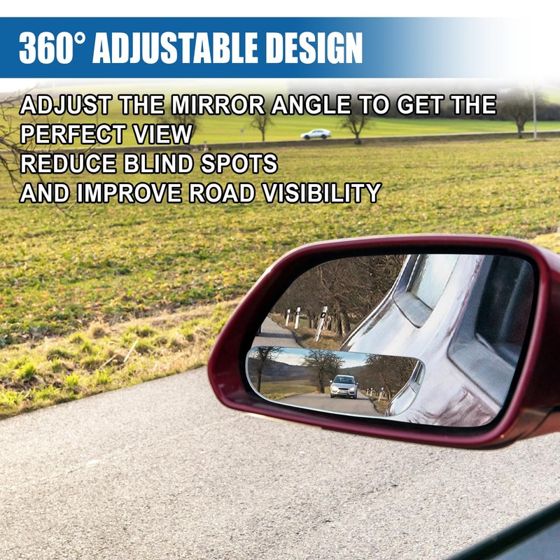 UHANBUT Rectangular Car Blind Spot Mirror, Adjustable Frameless HD Convex