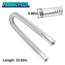 ZIMISI 23.6 Inches Stainless Steel Exhaust Hose, 1 Inch Flexible Exhaust Tubing, Tank Diesel Heater Accessories with 2 Hose Clamps, Exhaust Extension for Fuel Tank Diesel Air Heater (23.6 inch)