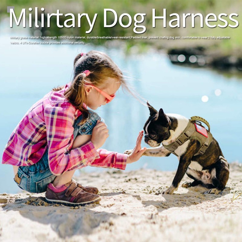Hanshengday Tactical Service Dog Harness Vest,K9 Adjustable Military Working Harness