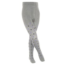 FALKE Unisex Children's Cute Hearts Tights Breathable Sustainable Cotton Thick Patterned Pack of 1, Grey Light Heather 3223