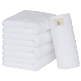Towel Kenkyusho Toughness PRO #005 Face Towel, Salt White, Set of 5, Durable, Soft, Volume, Professional Specifications, Hotel, Fast Absorption, 100% Cotton, Fluffless, 6 Colors to Choose From, Japan Technology