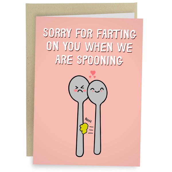 Sleazy Greetings Funny Valentines Day Cards | Birthday Card For Him Her | Anniversary Cards For Husband Little Spoon Fart Card