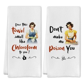 SereneHanctuary Funny Kitchen Towels,Retro Decor for Kitchen,Sarcastic Gifts for Hostess New Home Mom Women Housewarming,16X24 Inches Set of 2
