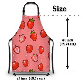 Olikked Kitchen Apron for Men Strawberry and Strawberry Slices Cute Aprons for Women for Cooking Restaurant BBQ Painting Crafting Gardening 27” (W) x 31” (H), Waterproof Aprons