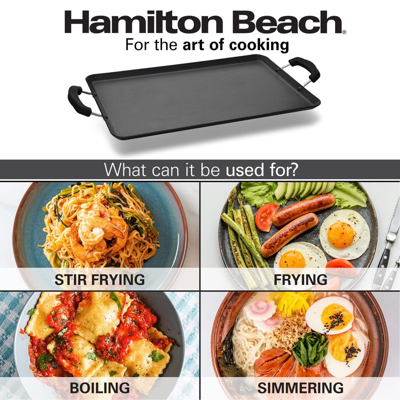 Hamilton Beach Nonstick Double Griddle 19x11-Inch - Black Aluminum Griddle