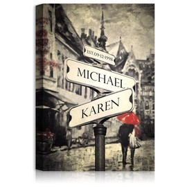 A&T ARTWORK Couple's Street Signs Canvas Prints Gift,includes Names and the Date Unique Gift for the Anniversary.12X18 inches