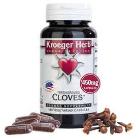 Kroeger Herb, Cloves, Natural Antioxidant Cloves Capsules, Clove Supplement, Liver Health, Digestive Clove - Vegetarian, Non-GMO, Gluten Free, No Preservatives or Fillers-100 Capsules, Made in USA
