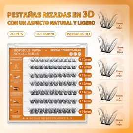 Extensiones de Pestañas 3D Pestañas Voluminosas Alargadoras Material Suave Ideal para Maquillaje Diario, Fiesta y Profesional (Luz)