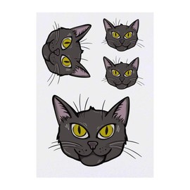4 x 'Black Cat' Temporary Tattoos - Water Resistant, Skin-Safe, Non-Toxic Transfers, Mixed Sizes (TO00035495)