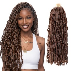 Soft Locs 24 Inch 8 Packs Faux Locs Crochet Hair for Black Women Crochet Locs Hair Extensions Pre Looped Curly Wavy Goddess Locs(30#)