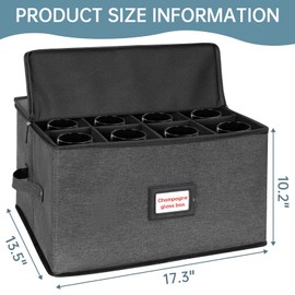 ANILD Stemware Storage Case, Hard Shell Stemware Storage Container, Wine Glass Storage Box Containers for Champagne Flute Glassware or Crystal, Ideal for Kitchen Organizing and Moving Supplies