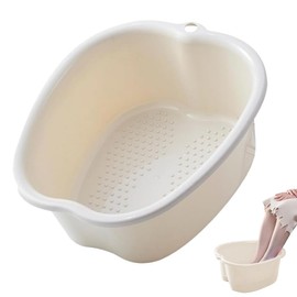 Chpbolly Foot Soaking Tub Large Size Foot Basin Sturdy Soaking Feet Bucket Massager Tub Exfoliation Callus Pedicure Foots Spa Bath Bucket for Women and Men (White)