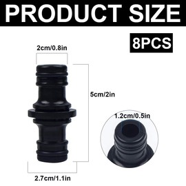 Pack of 8 Double Connector Garden Hose Connections, Garden Hose Coupling Connections Extender, Hose Coupling, 1/2 Inch Double Plug Hose Coupling, for Garden and Home Hose Black