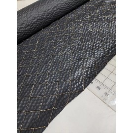 Unknown BTY Vintage Fashion Costume Gown Fabric Black Taffeta Gold Metallic Threads 55W