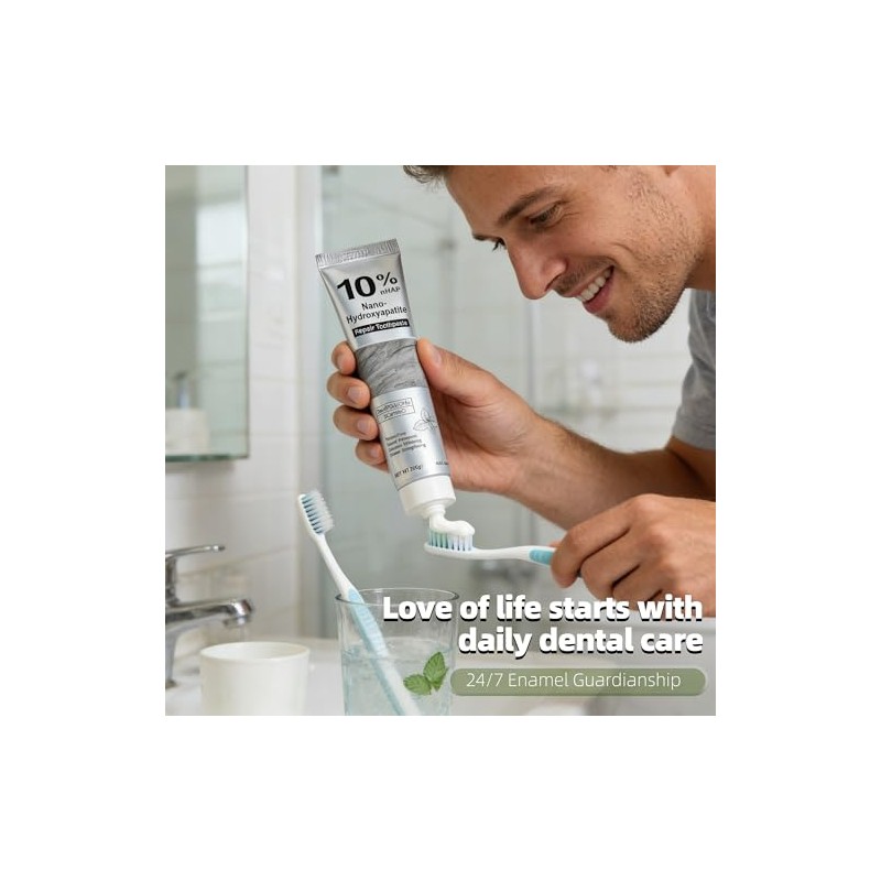 10% Nano Hydroxyapatite Toothpaste for Sensitive Teeth, Fluoride Free Remineralizing