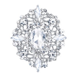 EVER FAITH Women's Austrian Crystal Wedding Banquet Vintage Style Hollow Out Flower Pin Vintage Brooch Pins Clothing Jewelry, Crystal