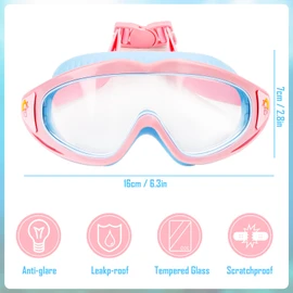 Fonyet Beschlag Children's Diving Goggles HD Swimming Goggles with Ear Plugs and Adjustable Headband for Children 3-15 Years, Wide Angle Diving Mask UV Protection (Pink)