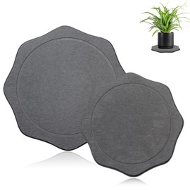 DOVORSY Plant Saucers Instant Dry Diatomaceous Earth Stone Plant Trays Absorbent Durable Flower Pot Saucers for Indoor & Outdoor Use, Keep Floors and Counters Clean and Dry(Large & Small,Octagon)