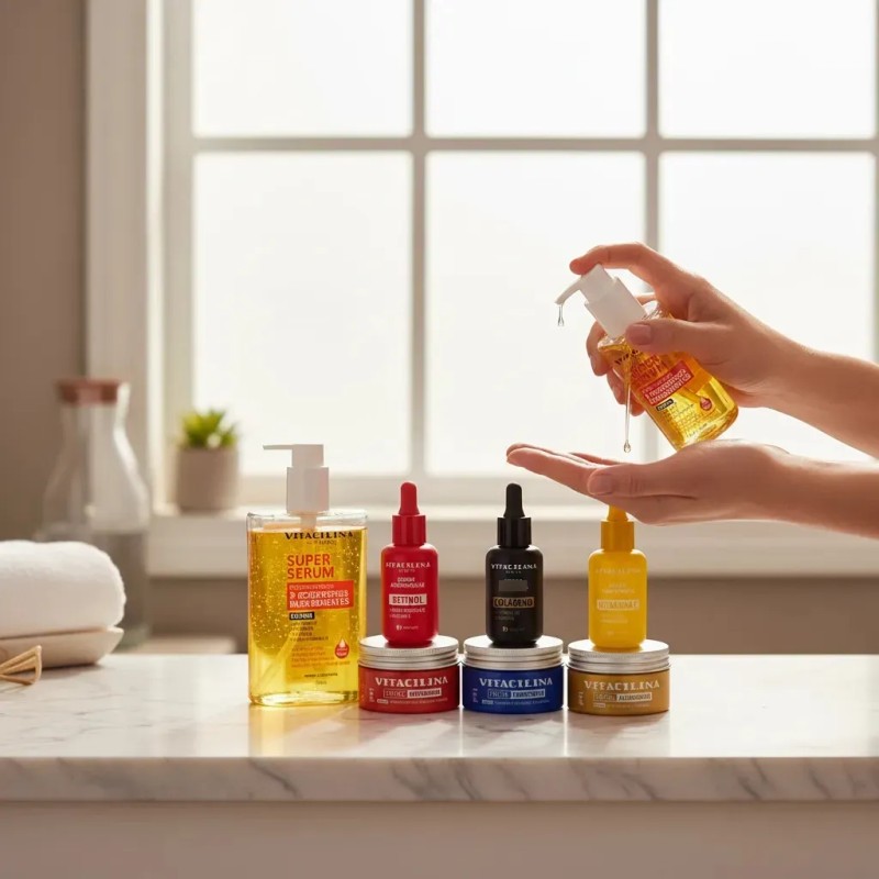 Kit7 Cuidado Facial Completo Vitacilina Serum Cremas