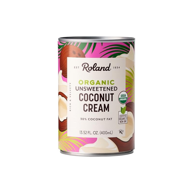 Roland Foods Organic Unsweetened Coconut Cream, 13.52 Ounce Can, Pack