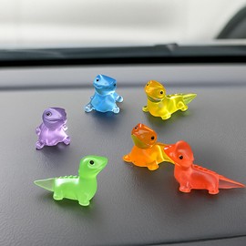 GAOLAOSY 6PCS Luminous Lizards Car Dashboard Decorations, Mini Resin Automotive Rear View Mirror Decoration Accessories, Cute Fun Interior Ornament for Vehicle, Home, Office (Lizard)