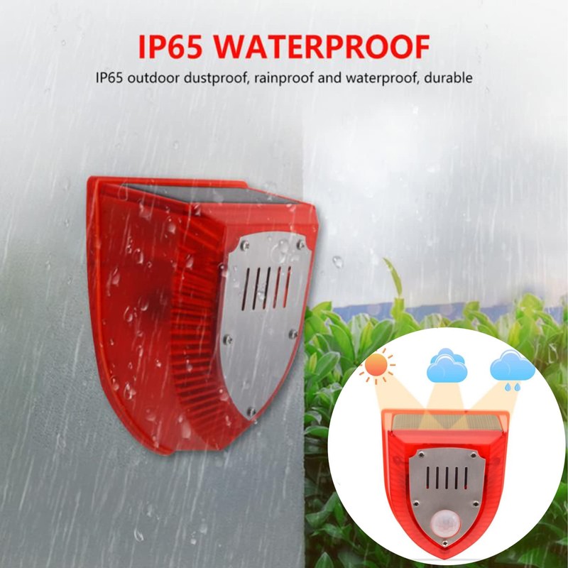 DINOWIN Solar Alarm Light, Waterproof PIR Motion Sensor Alarm 129