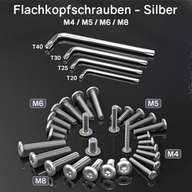 Dayalo Dayalo Edelstahl Schrauben M5x16mm Flachkopfschraube, Torx Schrauben Edelstahl A2 V2A Maschinenschrauben Vollgewinde, 20 Stck, Gewindeschrauben mit Torx Schlssel