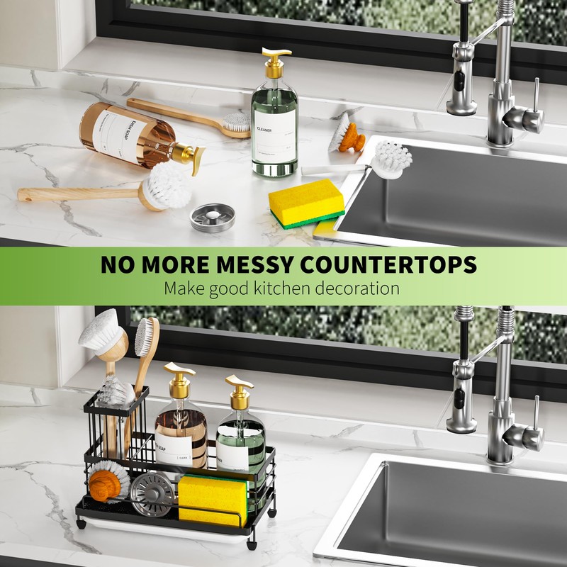 Cisily Sponge Holder for Kitchen Sink, Kitchen Sink Caddy with