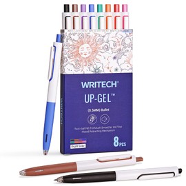 WRITECH Retractable Gel Ink Pens: Multicolor 0.5mm Fine Point Pen No Smear & Bleed for Journaling Sketching Drawing Notetaking Extra Smooth Writing Silent Click Pen Set Up-Gel 8ct