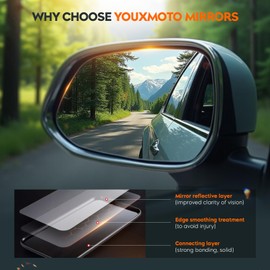 Youxmoto Driver Left Side Heated Mirrors Glass Replacement, Fit for Ford F150 2011 2012 2013 2014 Side View Mirror Glass with Rear Holder, Fit for BL3Z-17K707-E