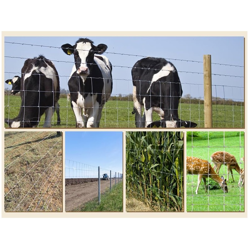Livestock Fence, 4ft X 164ft Galvanized Wire Field Wire Fencing,