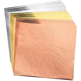 200pcs BUBIMON Imitation Rose Silver Gold Leaf Sheets Gold Foils Sheets Nail Foil for Paint, Resin, Nails, Jewelry, Slime, Arts, Gilding Crafting, Decoration, Sculpture, Furniture