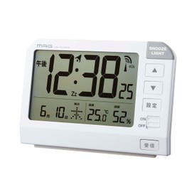 MAG T-767WH-Z Alarm Clock, Radio, Digital, Hornet, Snooze Function, Backlight, White