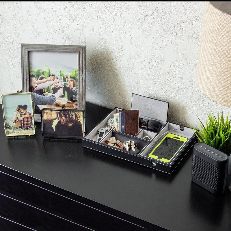 HOUNDSBAY Victory Valet Tray for Men Handmade PU Leather EDC