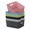 Rinboat Muti-Colour Rectangle Plastic Weave Storage Shelf Baskets, Pack of