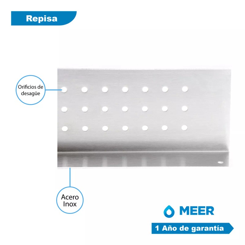 CNX Meer Regadera Con Tubo Y Repisa Para Baño Acero