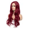 Baruisi Long Curly Wavy Wine Red Wigs for Women Side