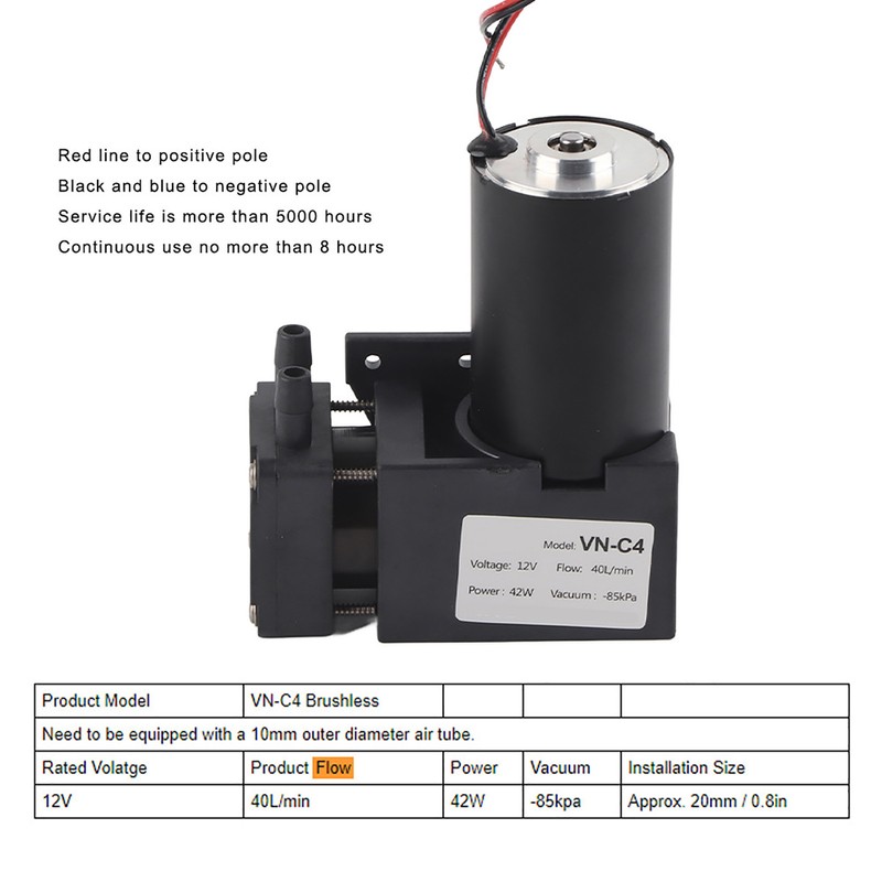 DC 12V Mini Vacuum Pump Brushless Mechanical Accessory Mute Industrial
