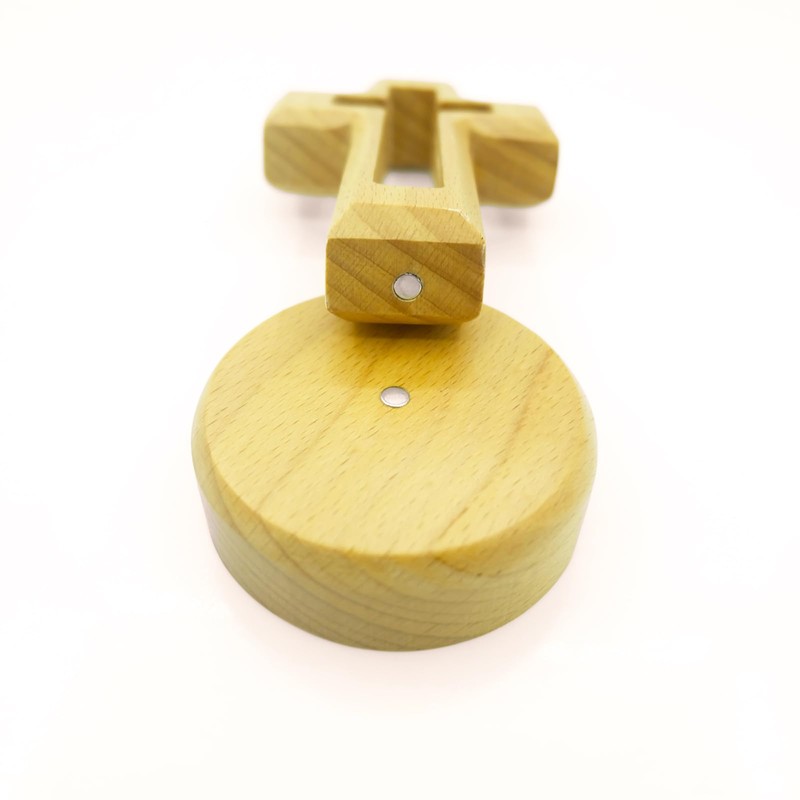 Floatdream Wooden Standing Cross, Wooden Cross with Base, Cross Decoration
