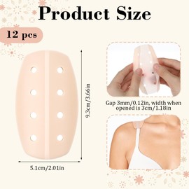 Tyqour 12 Pcs Bra Strap Cushions Silicone Bra Strap Holders for Slipping, Bras Anti-Slip Shoulder Pads Soft Shoulder Protectors Pads for Women Minimize Discomfort White Black Skin Color
