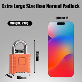 disecu® 1 Pack Heavy Duty 4 Digit Combination Lock, One Touch Unlocking, Anti-Error Feature, High Security Waterproof Large Outdoor Padlock for School Gym Locker, Fence, Gate, Hasp Storage (Orange)