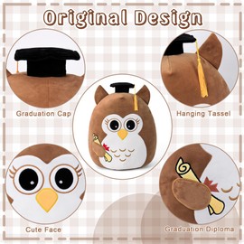 OurHonor Brown Owl Graduation Plush Stuffed Animals, Graduation Gifts, Cute Owl Plush with Graduation Cap for Kindergarten, Elementary, High School Class of 2025