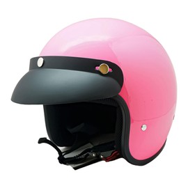 1Storm Motorcycle Open Face Helmet Mopeds Scooter Pilot Half Face Helmet with Peak Visor, HKY207 Glossy Pink