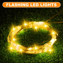 Kittmip 12 Pack Solar Lights Replacement Tops Lantern Waterproof String Lights with 64 LEDs, 3.2 Round Solar Panel with Detachable Connector, DIY Accessories for Garden, Yard Decor (Warm, Flashing)