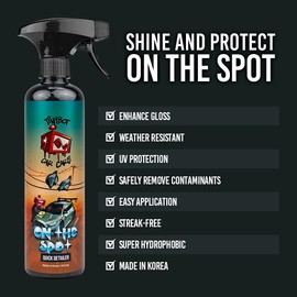 Tinybot On the Spot Quick Detail Spray- For Gloss Finish Vehicle - Waterless Car Wash Spray- Hydrophobic, Scratch Resistant, Pollutant Remover, UV Protection, Streak-Free- Safe on All Surfaces- 16.9oz