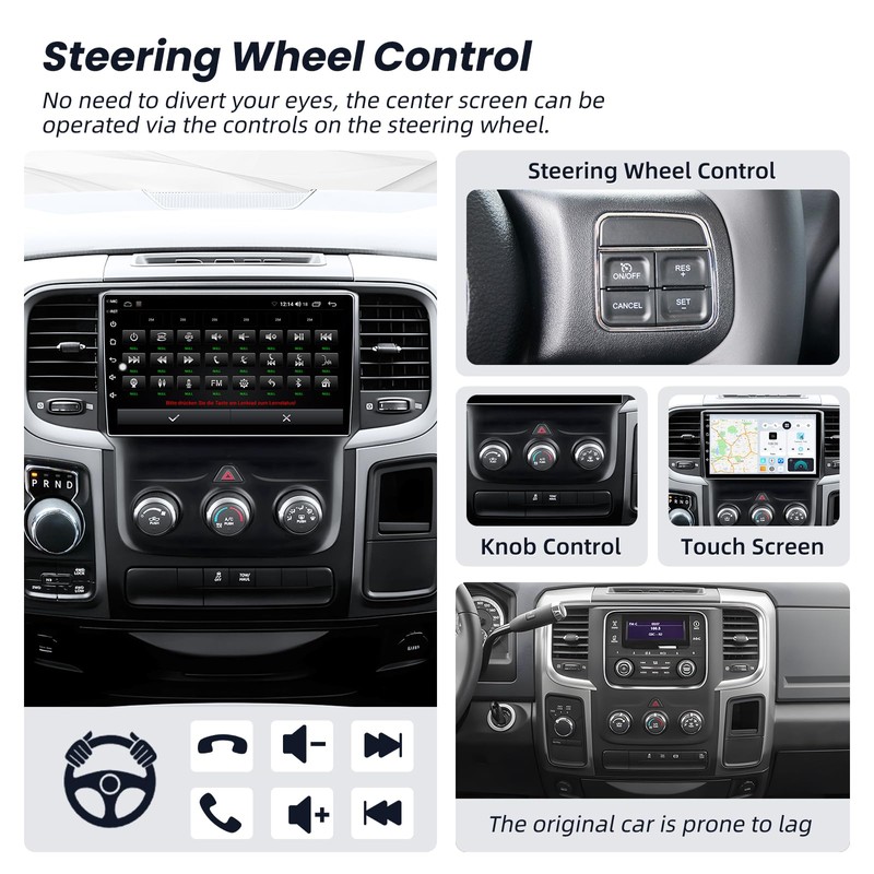 Car Radio for Dodge RAM 1500 2500 2013-2018 (Manual AC):1080P