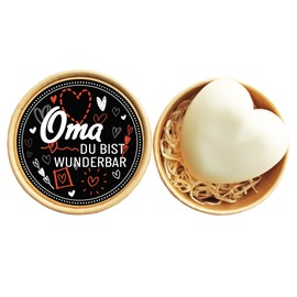 Mini Geschenk Oma Du bist wunderbar | Herzseife 95 g, als Aufmerksamkeit für die Oma, Großmutter Geschenk, Mitbringsel