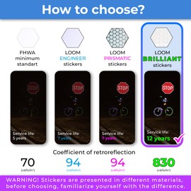 LOOM Reflective Stickers Kit (67pcs Brilliant-Gray)• Nighttime Safety Waterproof Self-Adhesive Decals for Helmets, Skateboard, Bike, Scooter, E-Bike, Motorcycle & Strollers • Bright Colors