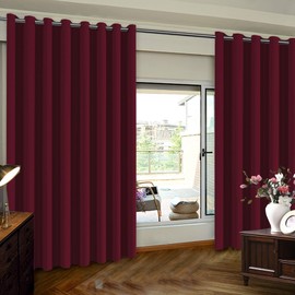 Turquoize Blackout Curtains Extra Wide Sliding Door Curtains for Living Room 84 Inches Thermal Insulated Patio Door Curtain Panel Grommet Window Treatment Curtain, 1 Panel(100Wx84L Inches, Burgundy)